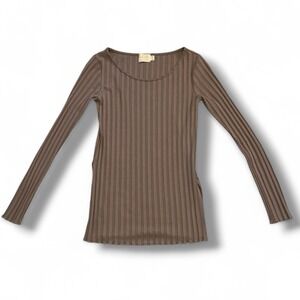 Nation LTD Revolve  Akiko High Split Slit Tunic Brown‎ Rib Fall 90s Retro XS